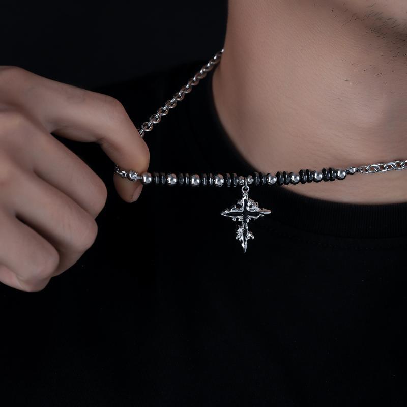 Jewelry, Accessories - ネックレス メンズ レディース 不規則 十字架 ラッキーアイテム チタン鋼 古巴チェーン 高級感 男女兼用 アクセサリー 原宿風 ストリート系 ペンダント