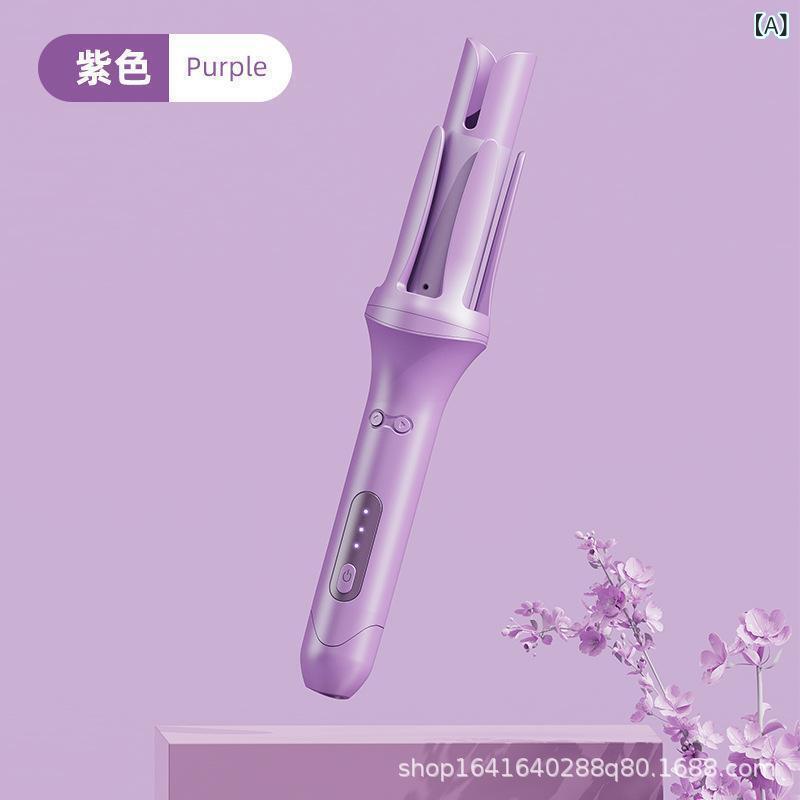 ヘアアイロン レディース 32mm 大波 ウェーブ カール 巻き髪 コテ 交流式 電気石セラミック 海外対応 パープル ブルー 2
