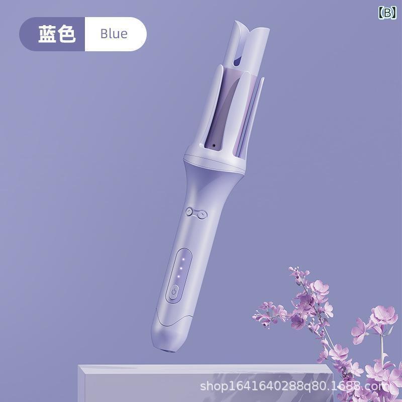 ヘアアイロン レディース 32mm 大波 ウェーブ カール 巻き髪 コテ 交流式 電気石セラミック 海外対応 パープル ブルー