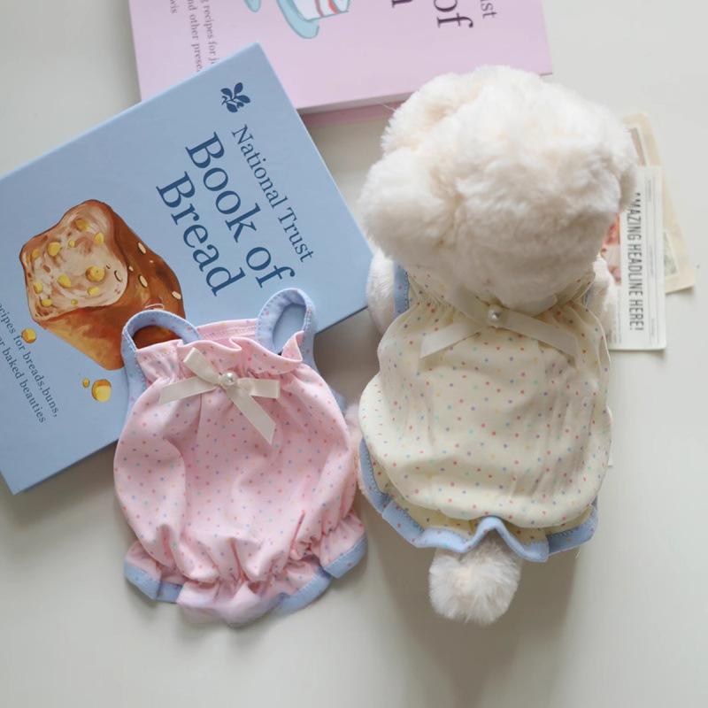 犬服 猫服 ドッグウェア キャットウェア ペット用 ワンピース 小型犬 春夏 かわいい 蝶結び コーラルベ..