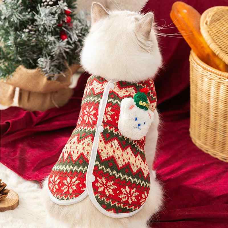 ペット服 犬 クリスマス 小熊 ニット カーディガン 小型犬 猫 かわいい 暖かい ドッグウェア ポリエステル デロ赤