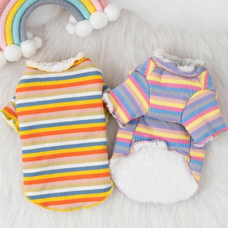 ペット服 ニット あったか裏起毛 厚手セーター テディ 小型犬 猫 冬 保温 猫服 かわいい イエロー パー..