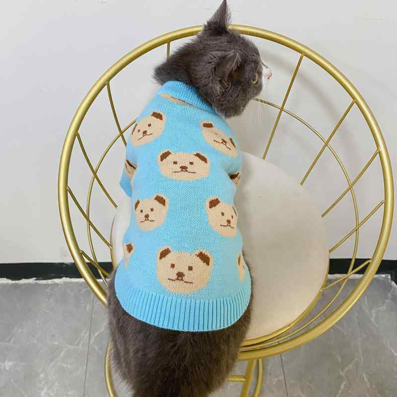ペット服 秋冬 かわいい 犬 猫 比熊 テディ シュナウザー 小型 中型 ニット クマ セーター