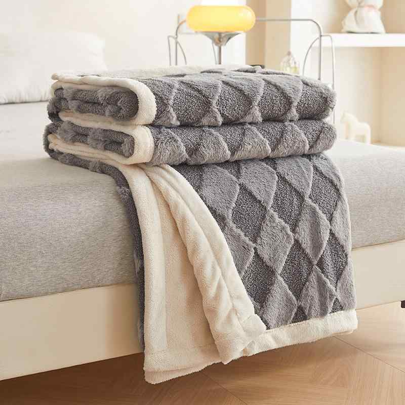 毛布 テディ ブランケット ウサギ 秋冬 ベッド用品 ギフト 厚手 混紡 無地 ハート柄 格子柄 100*150cm ..