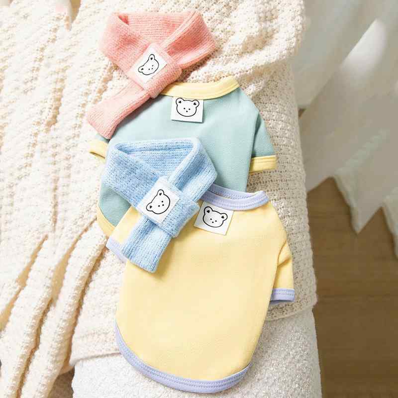 ペット服 犬 マカロンカラー かわいい 小熊 トレーナー 猫 小型犬 ドッグウェア 秋冬 防寒 暖かい 散歩着