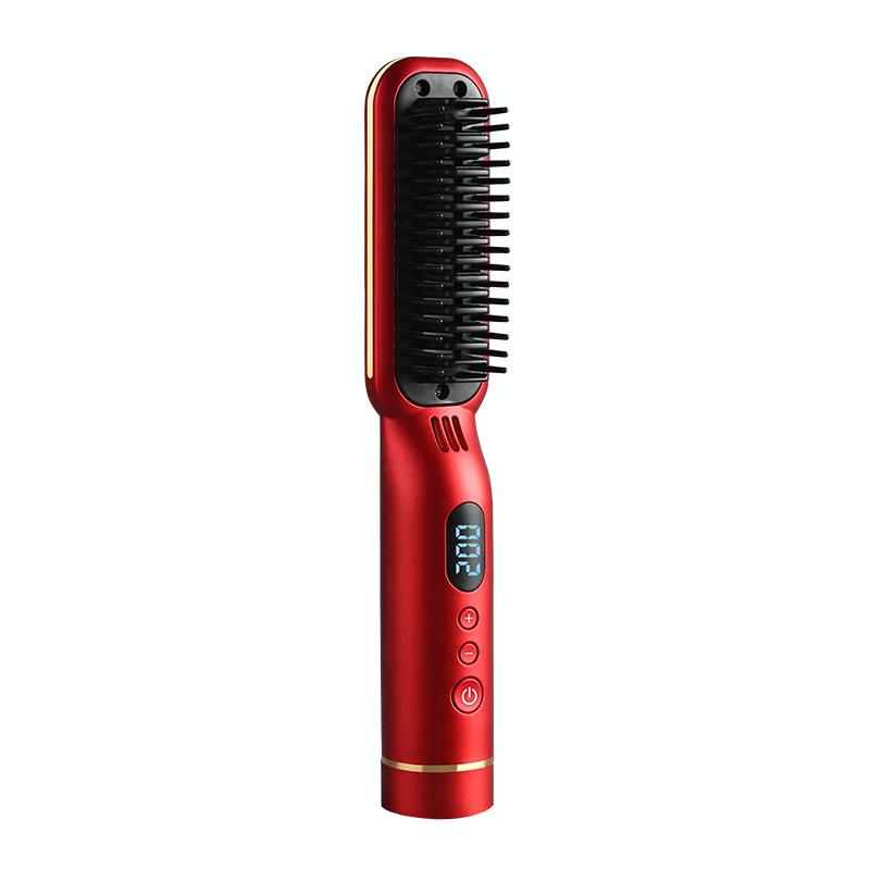 ヘアブラシ ワイヤレス ストレートブラシ USB充電式 ポータブル マイナスイオン ストレートヘア 液晶表示 持ち運び 髪のケア