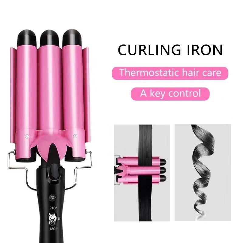 ヘアアイロン レディース 22mm 25mm コテ 3連 カールアイロン ウェーブ巻き 水波巻...
