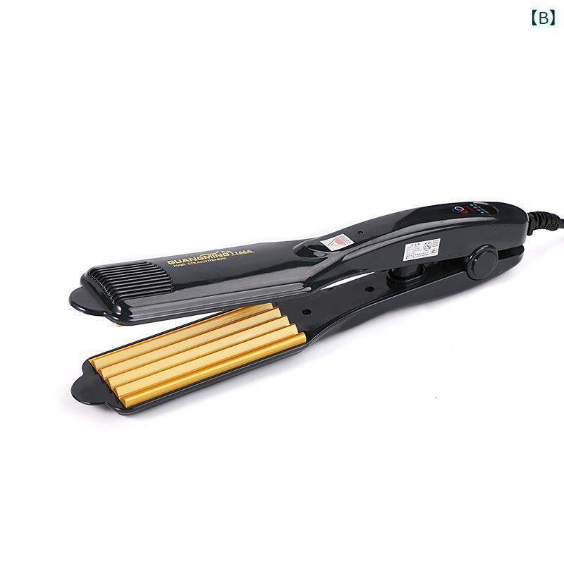 ヘアアイロン レディース コーン 男性用 ウェーブ ストレート両用 電気石セラミック 旅行 携帯 ブラック