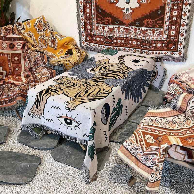 ブランケット ソファ 膝掛け 綿 マルチカバー アウトドア ピクニック インスタ映え ボヘミアン キャンプ