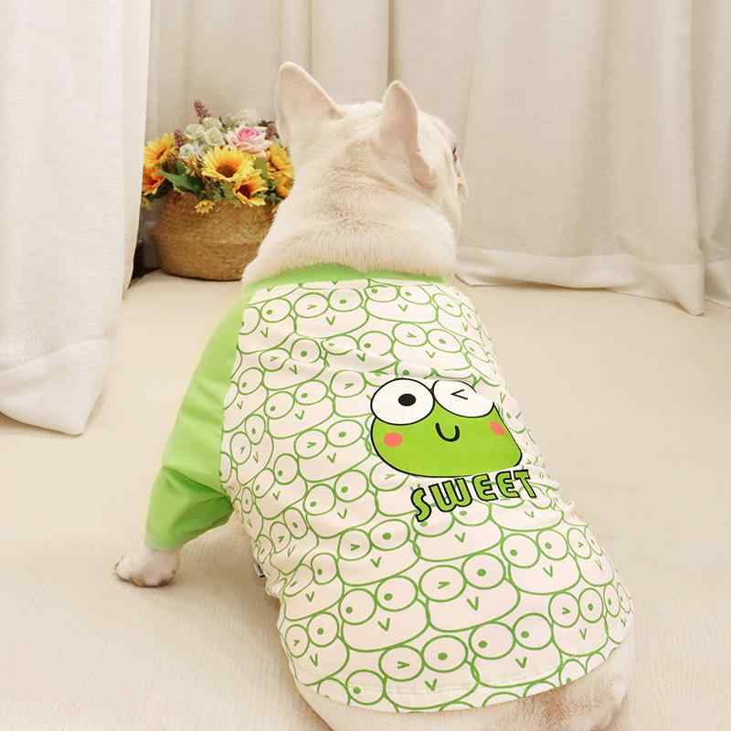 ペット 服 コットン スウェット トレーナー かわいい カエル アップリケ 犬 服 胖狗 部屋着 普段使い