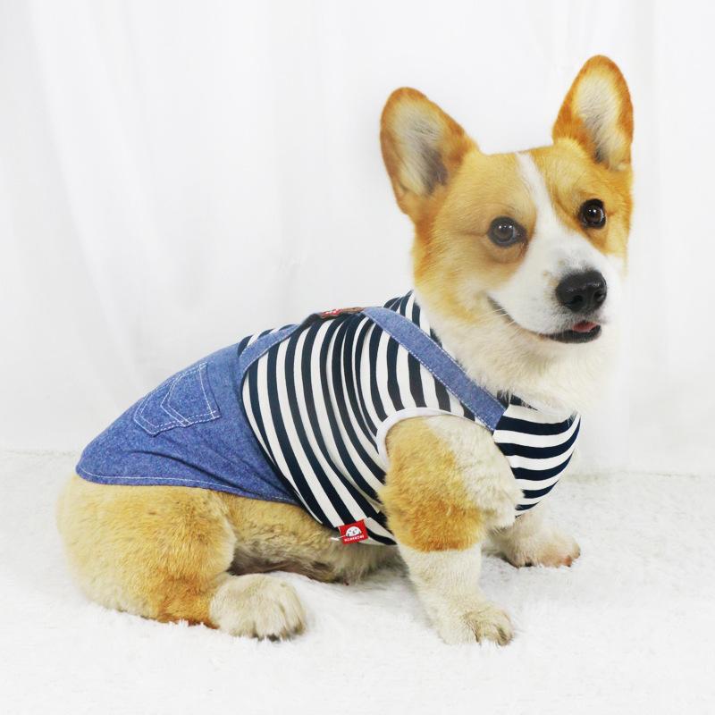 犬 服 ペット 春夏 薄手 コリー 柴犬 ストライプ かわいい 小型犬 中型犬 ブラック レッド ポリエステル