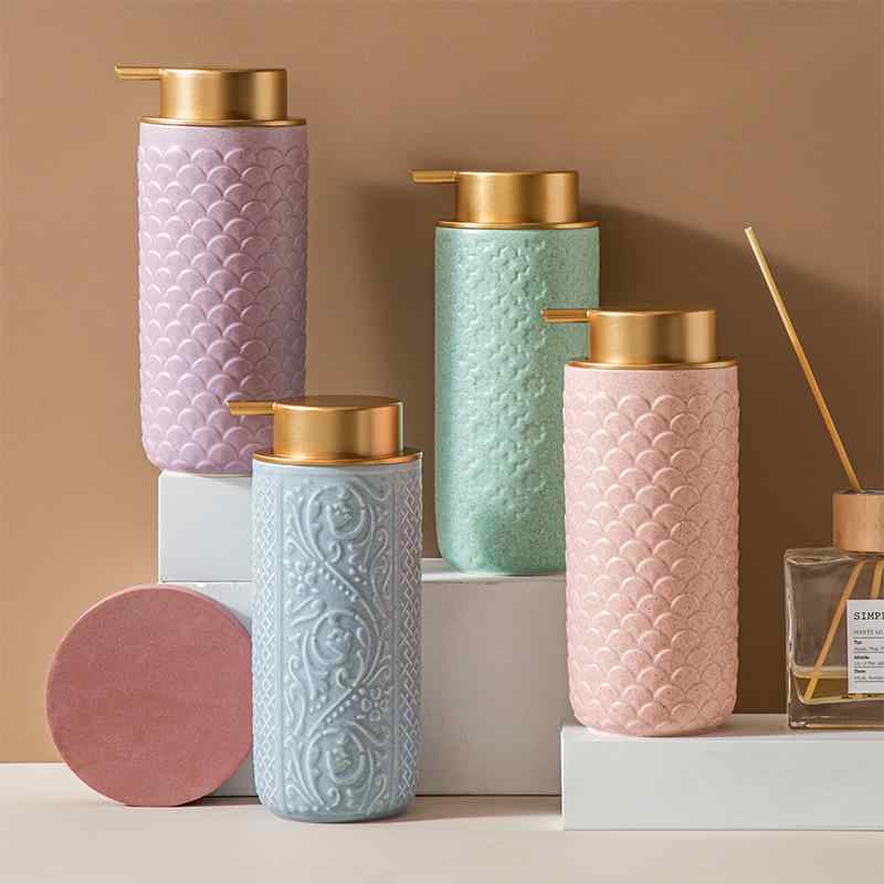 ディスペンサー 陶器製 詰め替えボトル シャンプーボトル ボディソープボトル ハンドソープボトル 大容..