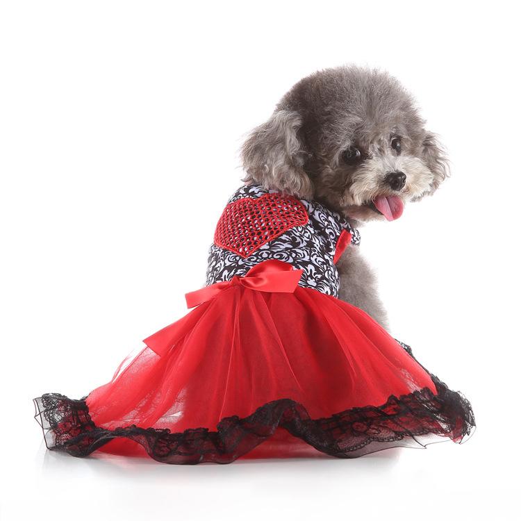Garments - ペット服 犬服 ドッグウェア スカート ワンピース 春夏 かわいい 薄手 プリンセス 小型犬 中型犬 お散歩 お出かけ ブラック ホワイト レッド ピンク ベージュ グレー ヒョウ柄 カラフル