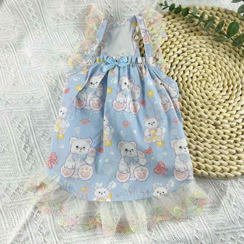 犬服 ドッグウェア 春夏 ワンピース 小型犬 中型犬 コットン 公園 散歩 お洒落 かわいい ベスト スカート レース 花柄 パステルカラー