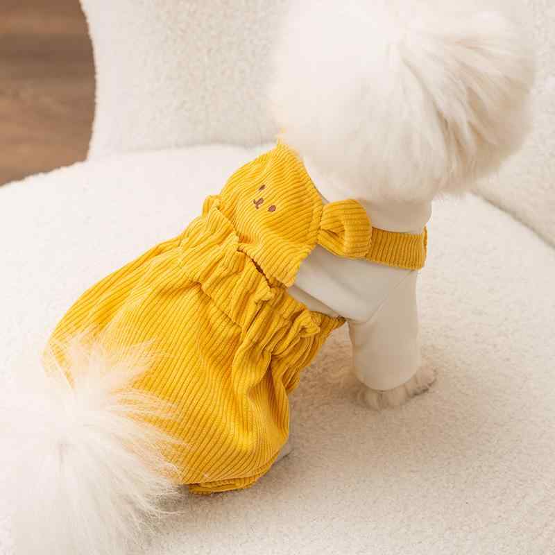犬 服 かわいい 小型犬 小熊 コーデュロイ サロペット 秋冬 防寒 あったか ドッグウェア 猫