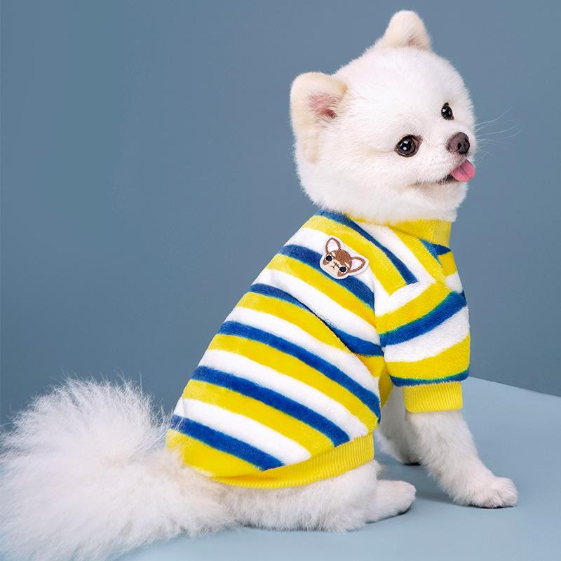 Garments - ペット服 犬用 かわいい レインボー カラフル フリース 柔らか 暖かい 小型犬 中型犬 ストライプ ドッグウェア グリーン イエロー ピンク オレンジ パイナップル