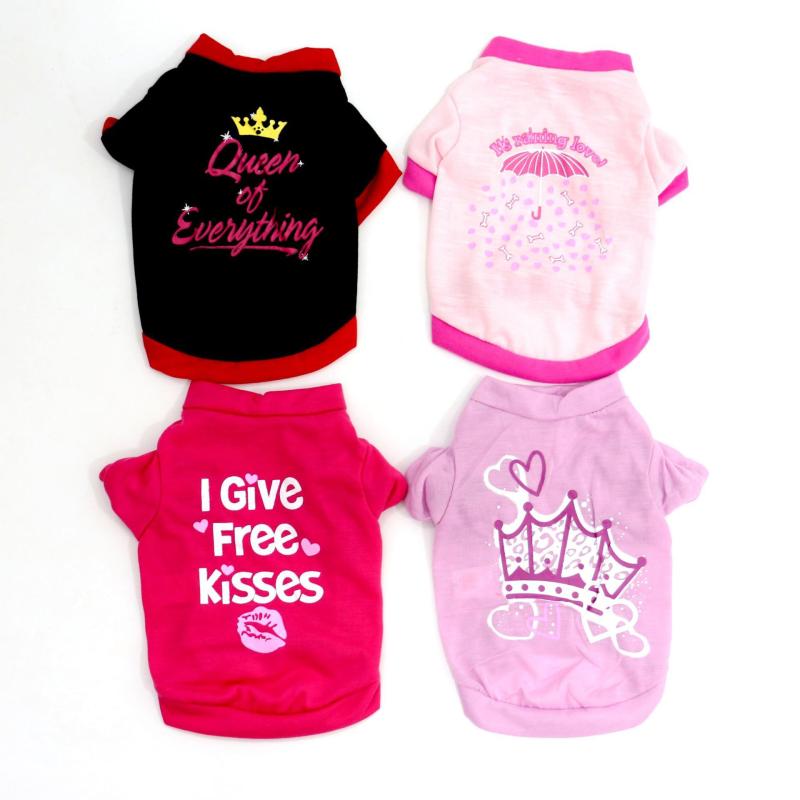 ペット服 Tシャツ 犬 猫 小型犬 通気性 コットン かわいい 春夏 ブラック パープル ピンク レッド