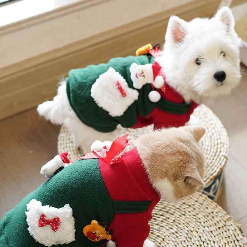 ペット服 犬 クリスマス 服 かわいい 冬 テディ ベア 猫服 厚手 犬服 赤 緑 小型犬 中型犬
