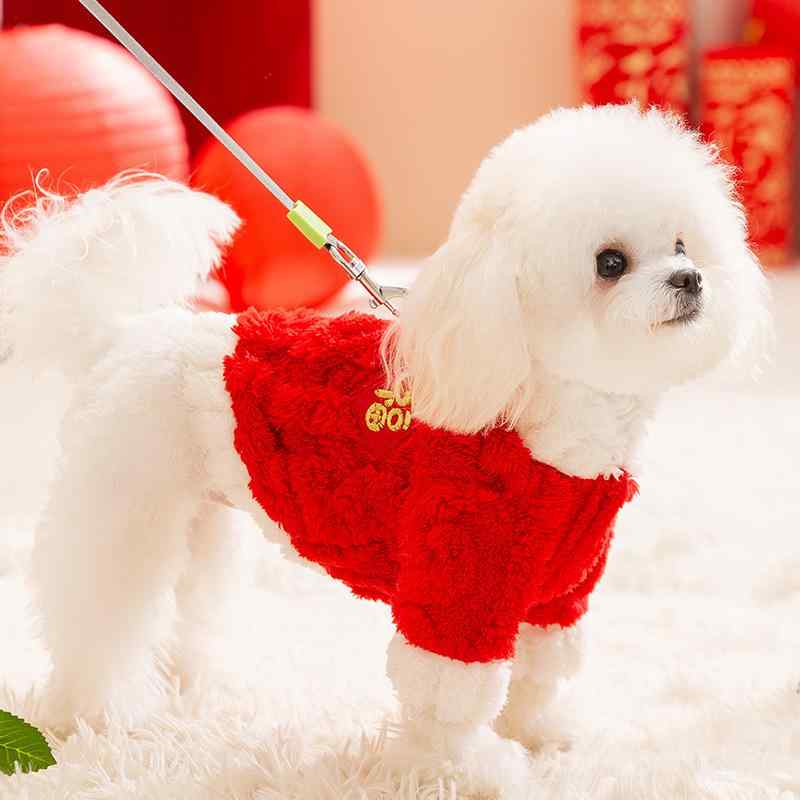 犬 服 小型犬 秋冬 ペット服 テディ ビション ポメラニアン ドッグウェア 散歩着 かわいい おしゃれ ポリエステル レッド XS S M L XL XXL