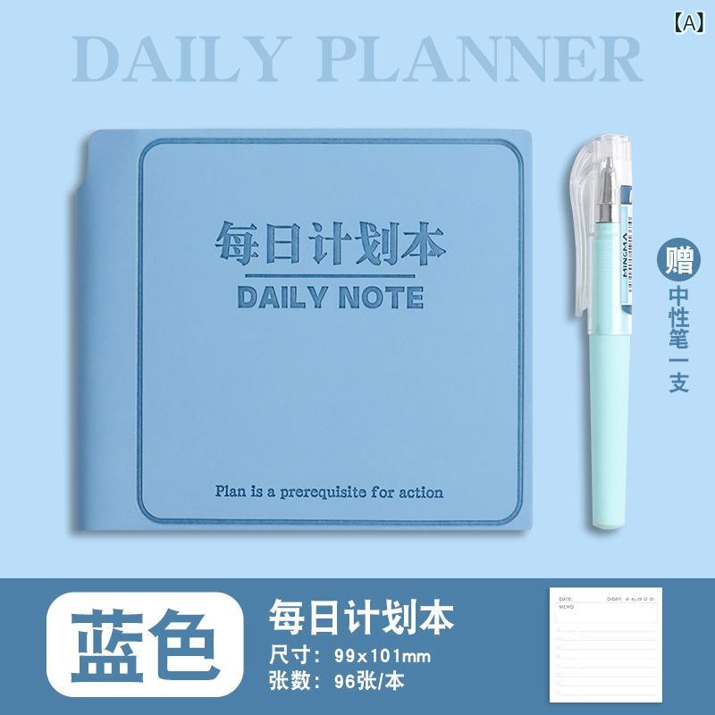 手帳 ミニサイズ 携帯便利 スケジュール帳 時間管理 ビジネス オフィス ブルー グリーン パープル ピン..