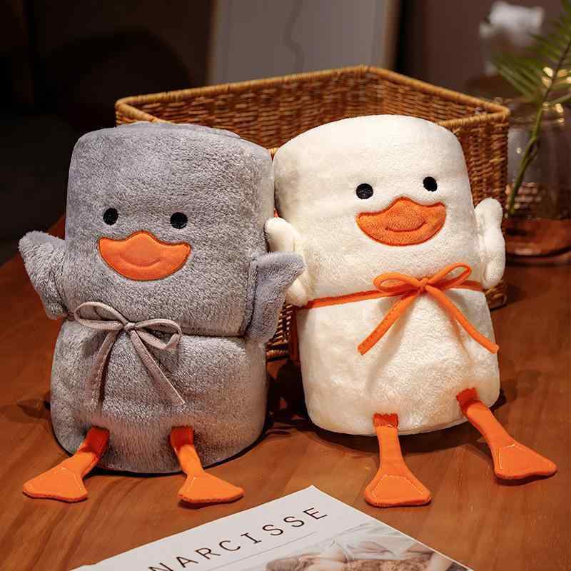 Bedding - 毛布 ひざ掛け アヒル柄 かわいい オフィス 昼寝 フランネル 収納 ブランケット オールシーズン