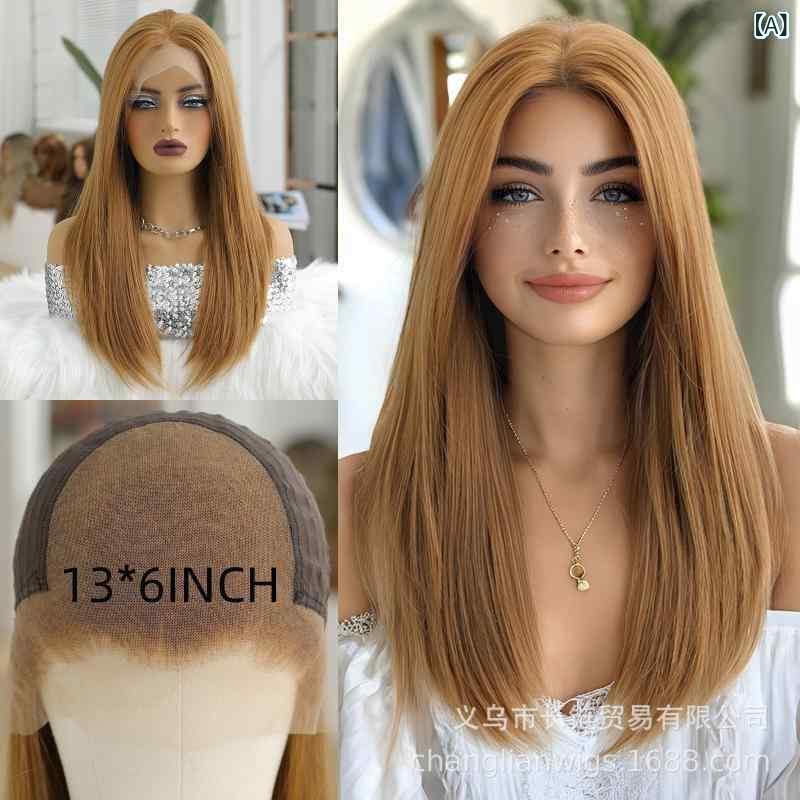 ウィッグ レディース 中分 ロング ストレート 冷棕 フルウィッグ ファッション 全頭かつら 自然 日糸 13*6 レース 蓬松 যেকোন
