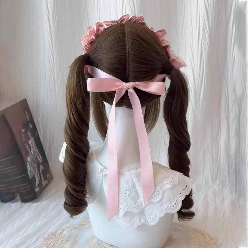 ウィッグ レディース ロリータ ツインテール 二次元 巻き髪 フルウィッグ 蜜茶色 自然 コスプレ イメチェン