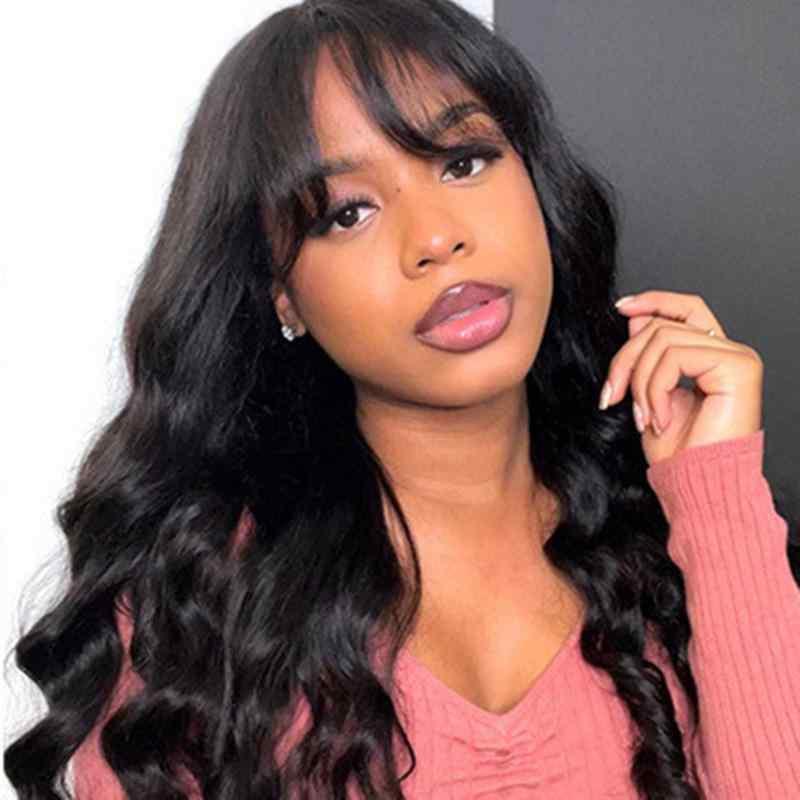 ウィッグ レディース 齐刘海 黒髪 ロング カール 高温耐熱ファイバー アフリカ ヨーロッパ 南米 東南ア..