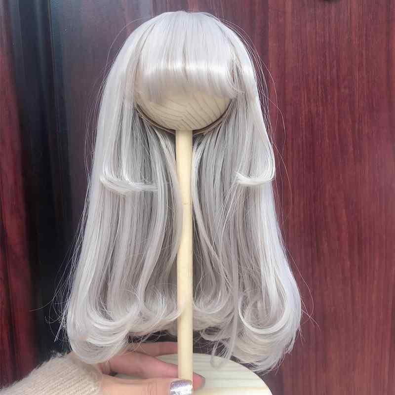 ウィッグ ドール用 高温耐熱ファイバー BJD 20mm SD人形 古風 かわいい ロリータ コスプレ 長い巻き髪 斜め前髪