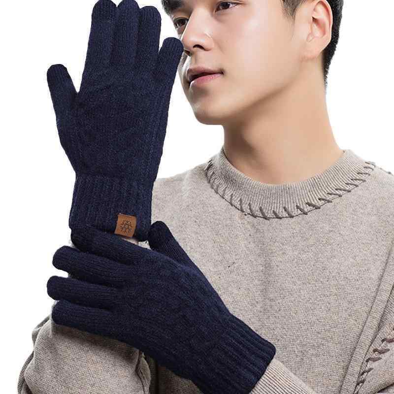 Other - 手袋 メンズ 男性用 ニット手袋 秋冬 防寒 グローブ 裏起毛 厚手 暖かい スマホ対応 アウトドア サイクル 防風 深グレー カーキ