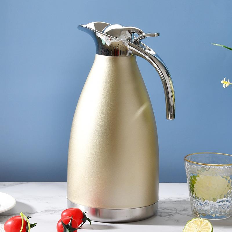 水筒 魔法瓶 ステンレス製 卓上ポット 北欧風 大容量 保温 保冷 2.0L ホテル オフィス用 ローズレッド ..