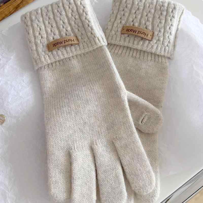 手袋 秋冬 ニット手袋 女性用 防寒 分指 タッチパネル対応 アームウォーマー 男性用 婦人用 ベージュ カーキ グレー ブラック(4.0)