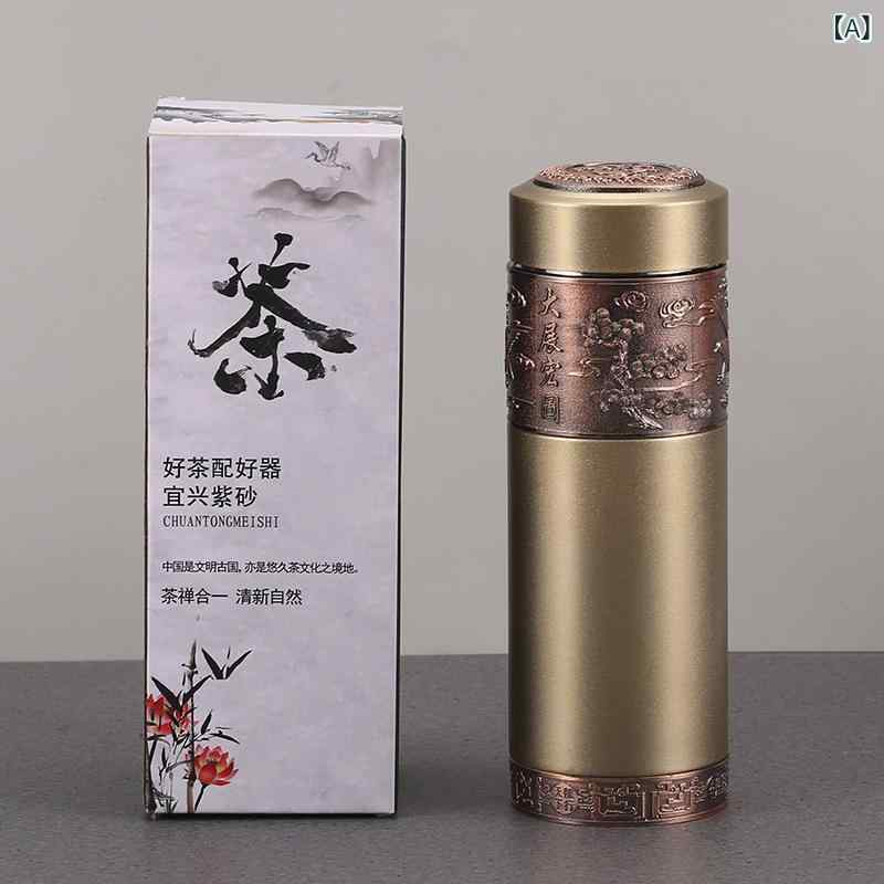 保温杯 紫砂 ステンレス 水筒 男性用 300ml 500ml オフィス 携帯用 真空断熱