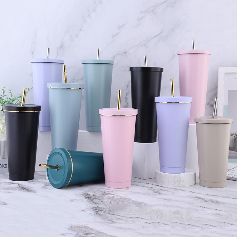 水筒 大容量 ストロー付き マグボトル ステンレス 真空断熱 500ml 750ml 家庭用 保温 防滴 珈琲 コーヒ..