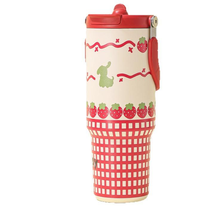 水筒 レディース キッズ 900ML 大容量 ステンレス 保温 保冷 マグボトル ストロー付き 携帯用 タンブラ..