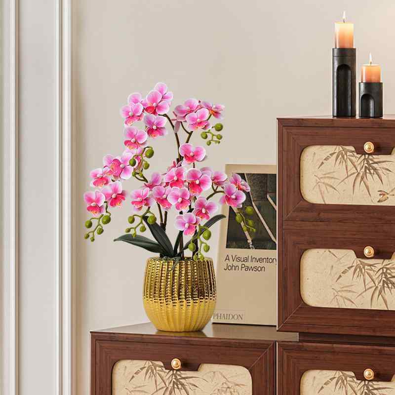 胡蝶蘭 鉢植え 陶器鉢 フェイクフラワー 3Dプリント 卓上 飾り 結婚式 ディスプレイ