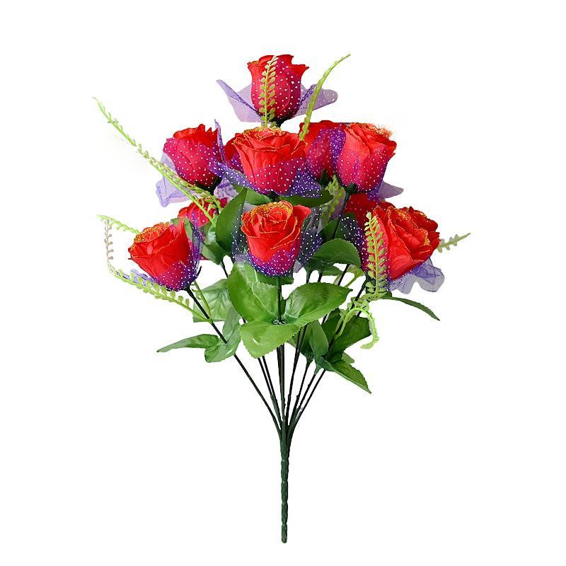 造花 薔薇(バラ) ブーケ シルクフラワー ウェディング 結婚式 パーティー イベント インテリア 雑貨 飾り 白 赤 ピンク