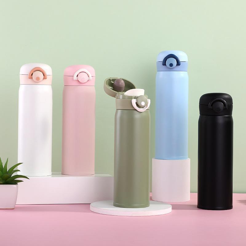 保温杯 レディース メンズ キッズ 子供 ステンレス 大容量 500ml 弹跳式 ロック付き 水筒 スポーツ ア..