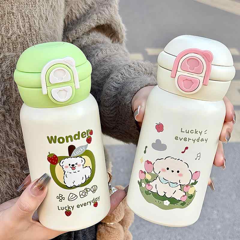 水筒 レディース 大容量 500ml ステンレス マグボトル ストロー付き かわいい 保温 保冷 学生 子供 キッズ 直飲み 持ち運び 軽量 通勤 通学 アウトドア