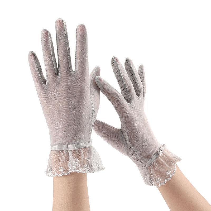 手袋 レディース 春夏 レース タッチパネル対応 通気性 紫外線対策 日焼け止め 運転 自転車 アウトドア 薄手 おしゃれ エレガント グローブ