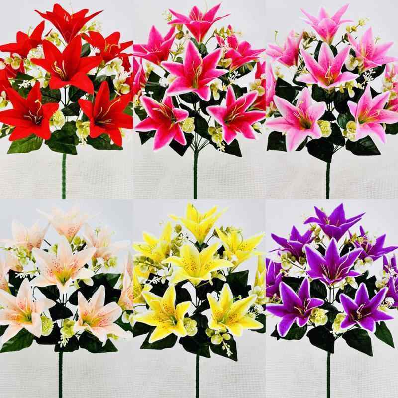 造花 10本 百合 高級感 香水百合 絹花 室内 インテリア デコレーション 飾り 結婚式 ブライダル パーティー イベント