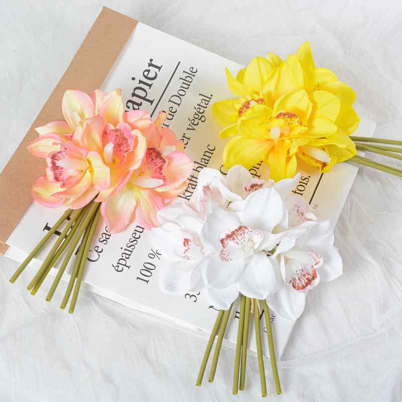 造花 花束 フラワーアレンジメント ブーケ インテリア 飾り 結婚式 ウェディング 撮影道具 白 黄色 ピンク系 青 緑