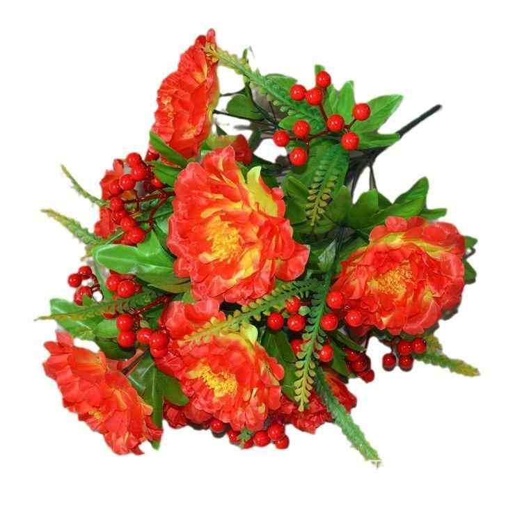 花束 造花 牡丹 絹花 アートフラワー ブーケ 仏花 供花 飾り花 赤色 ピンク系 紫色 黄色 白色 結婚式 ウェディング パーティー イベント 写真撮影 インテリア