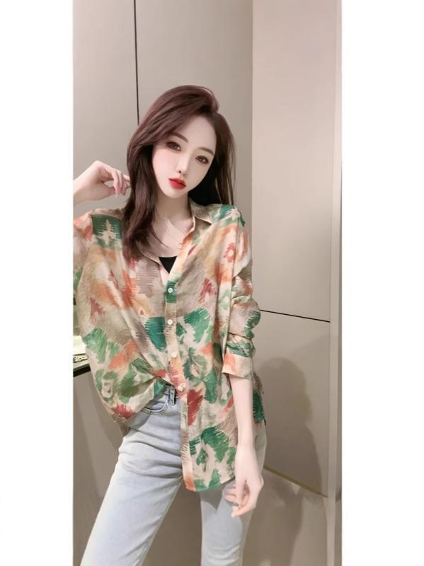 シャツ レディース 春夏 レトロ 小花柄 シフォン おしゃれ きれいめ ゆったり 長袖 トップス 普段使い 通勤