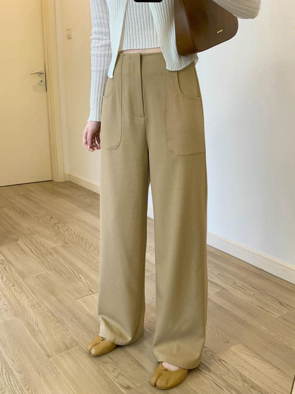 パンツ レディース 高腰 スーツパンツ 黒 通勤 きれいめ TR素材 ポリエステル 粘胶繊維 ストレートパンツ ワイドレッグパンツ ロングパンツ オフィス カジュアル スラックス