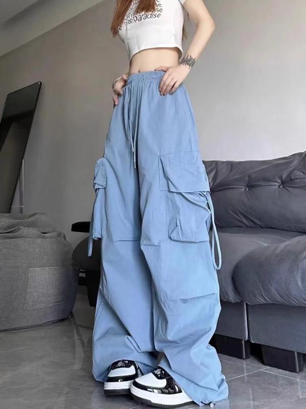 パンツ レディース カーゴパンツ ダンス ヒップホップ ストリート カジュアル ゆったり ワイドパンツ ズボン ブルー イエロー ピンク ブラック