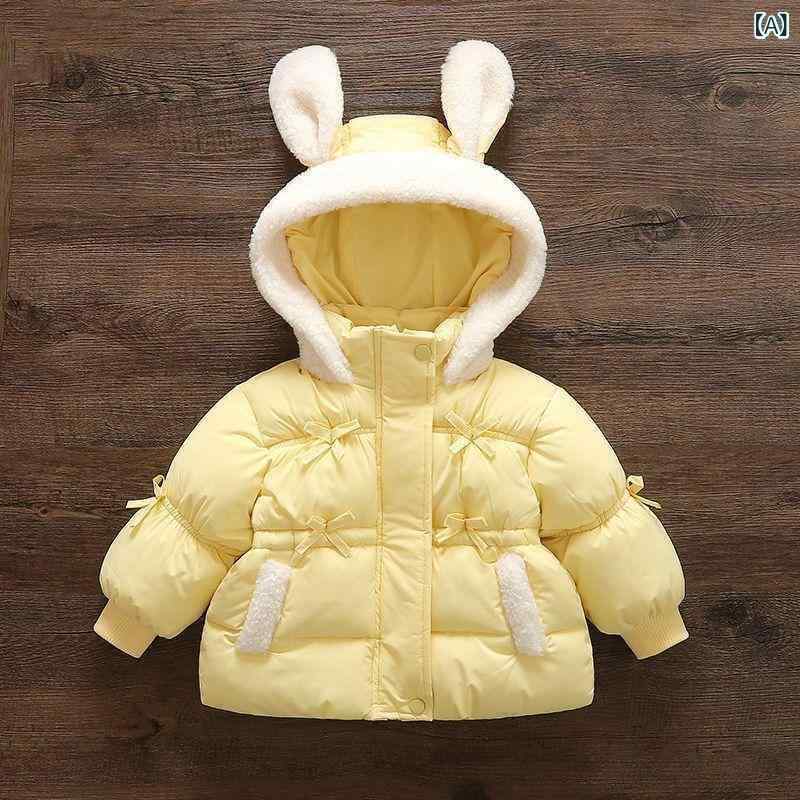 ベビー服 女児 コットン 中綿入りジャケット フード付き かわいい 暖かい 厚手 ア...