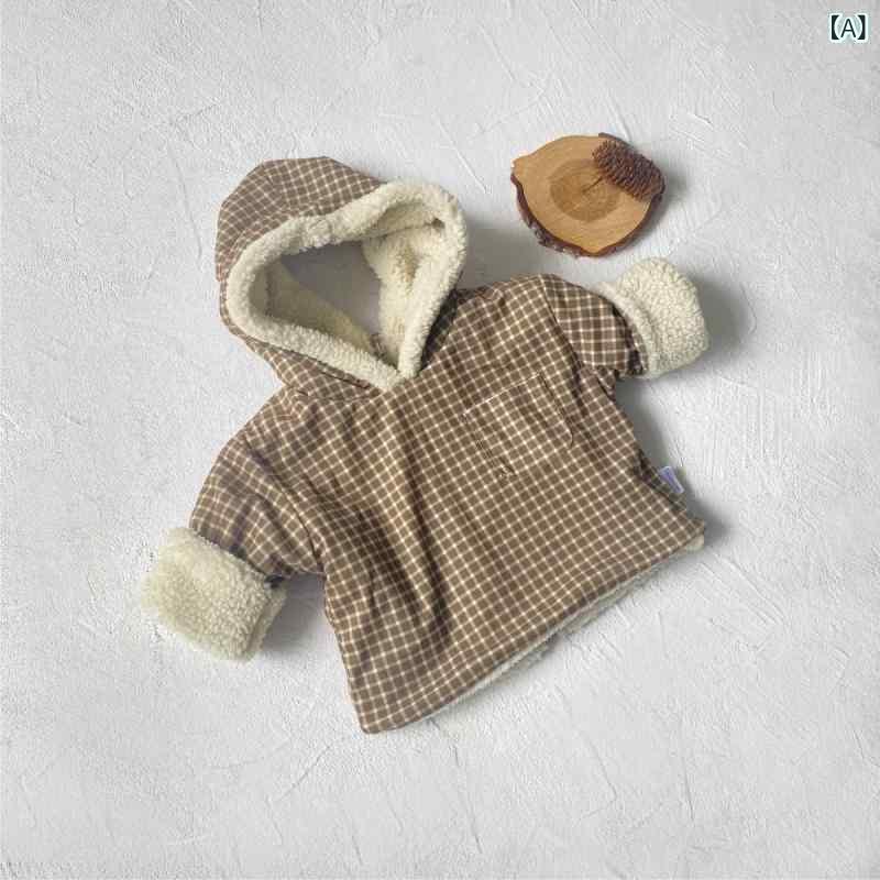ベビー服 冬 格子柄 リバーシブル フード付き ジャケット アウター 幼児 子供 男女...