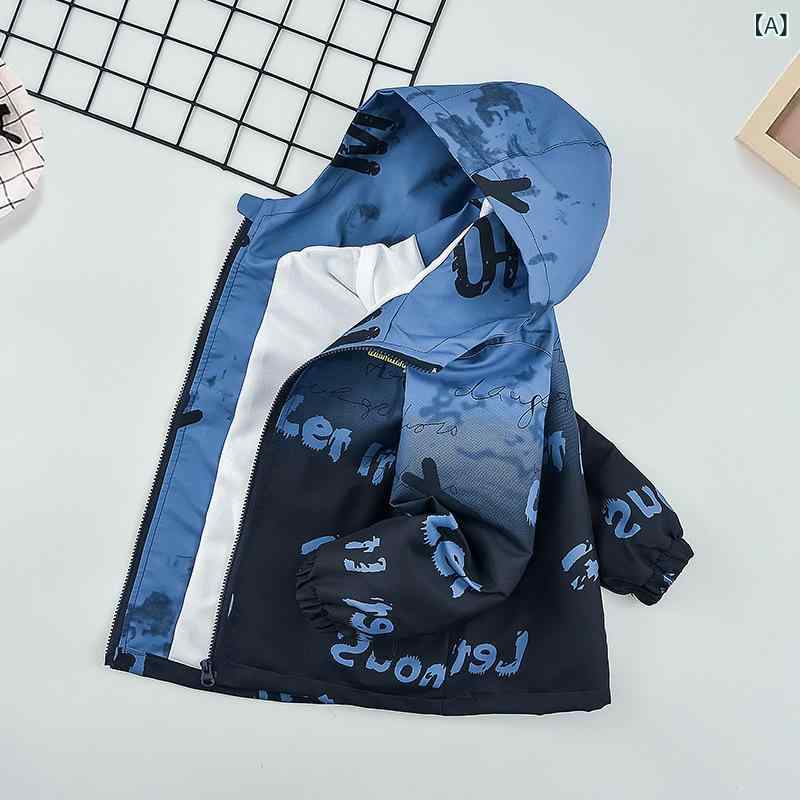 子供用 ジャケット 男の子 アウター 春物 スポーツウェア ウインドブレーカー グラデーション ポリエステル ブラック ブルー 110 120 130 140 150 160 170