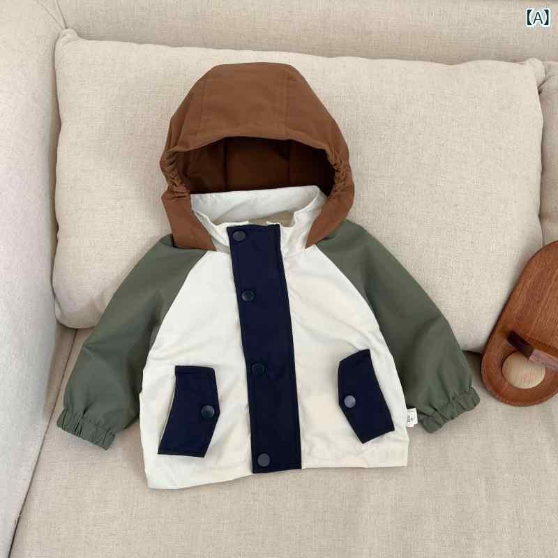 シャドーテールの子供服 アウター 男の子 春秋 ブルゾン ジャンパー ベビー服 おしゃれ 切り替え フード付き 薄手 ポリエステル｜アングル2